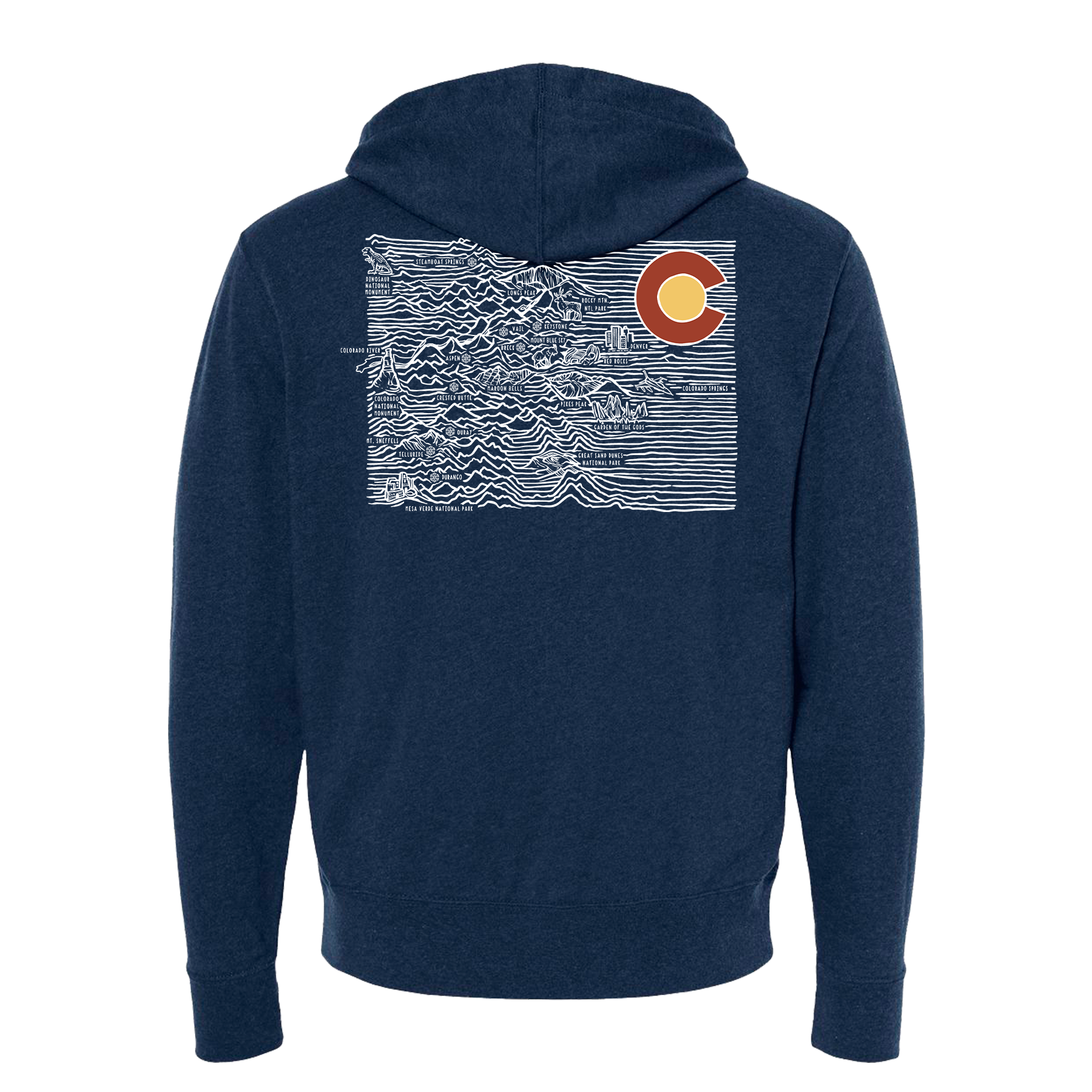 Colorado Topo Map Lightweight Full Zip Hoodie