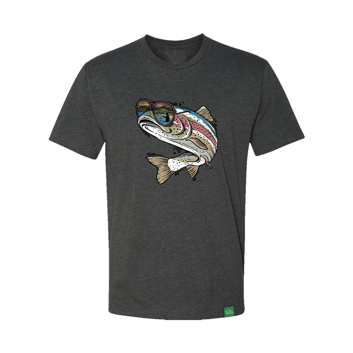 Fishing Short Sleeve T-shirt Jumping Rainbow Trout-charcoal-medium 