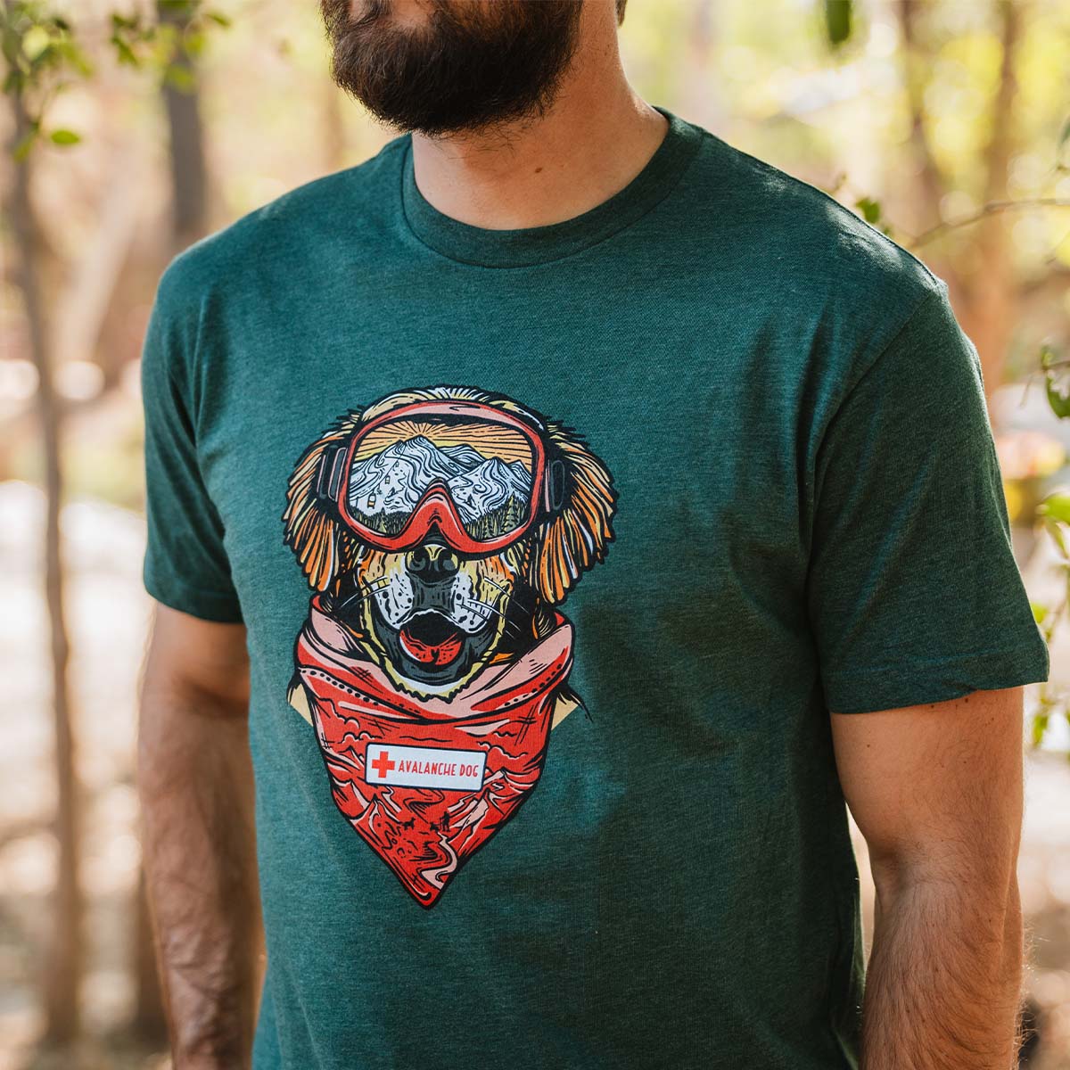 Maximus the Avalanche Dog T-Shirt (Forest Green)