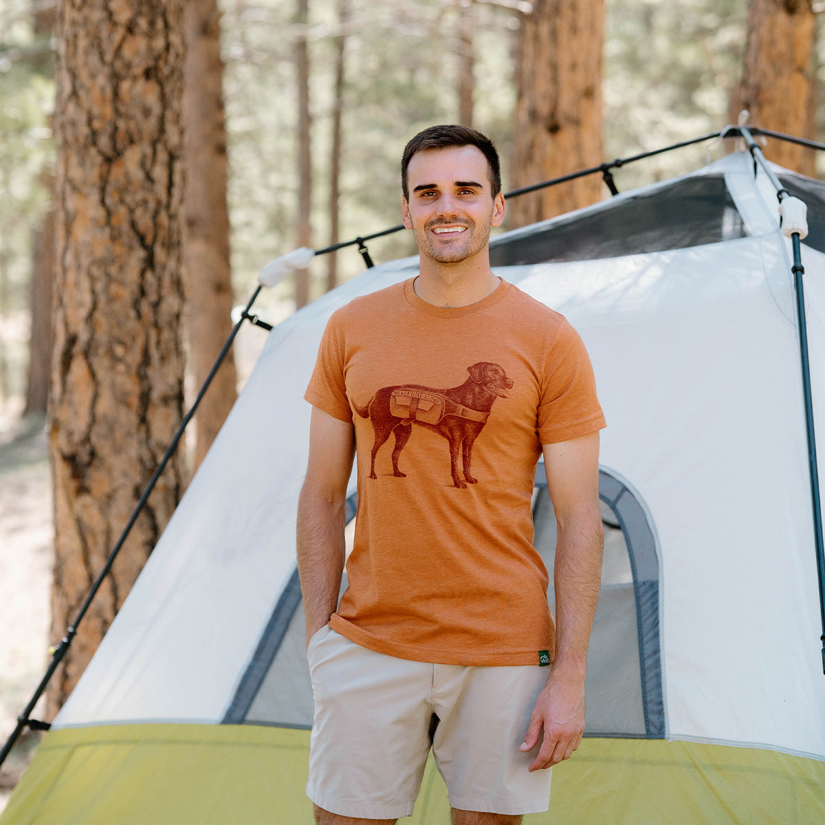 Never Hike Alone Dog Sketch T-Shirt