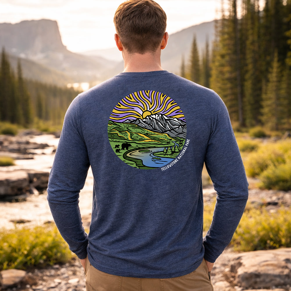 Yellowstone Hayden Valley Wispy Sky Long Sleeve T-Shirt