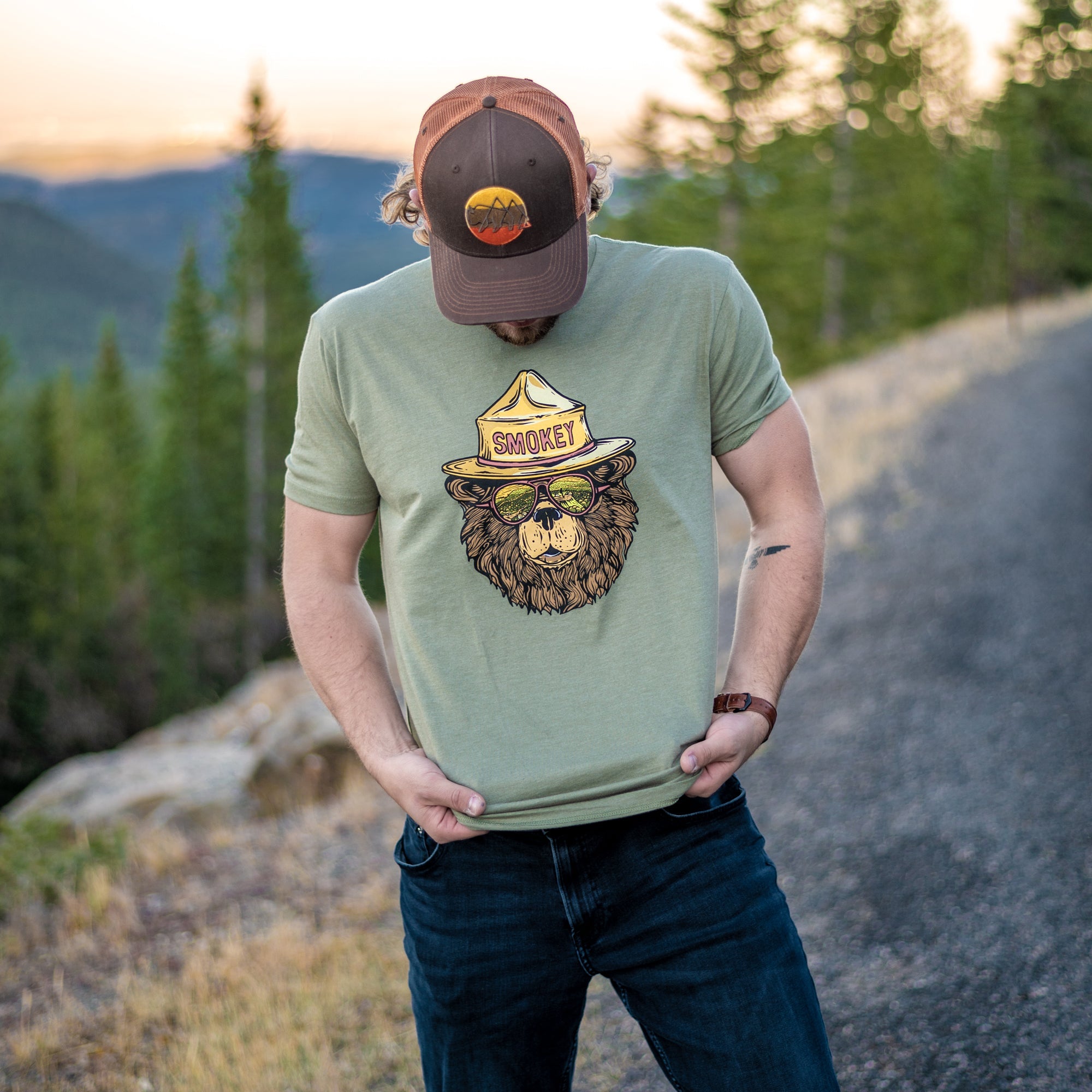 Smokey Groovy Bear T-Shirt (Olive)