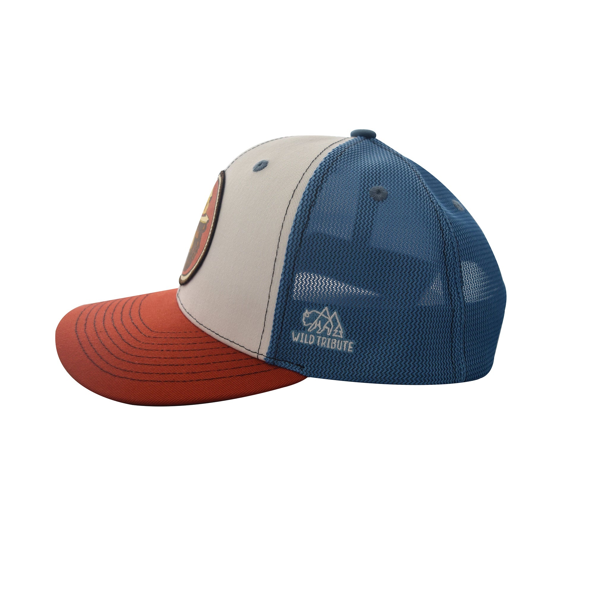 Smokey Vintage Bear Hat - Rust/Sky Blue