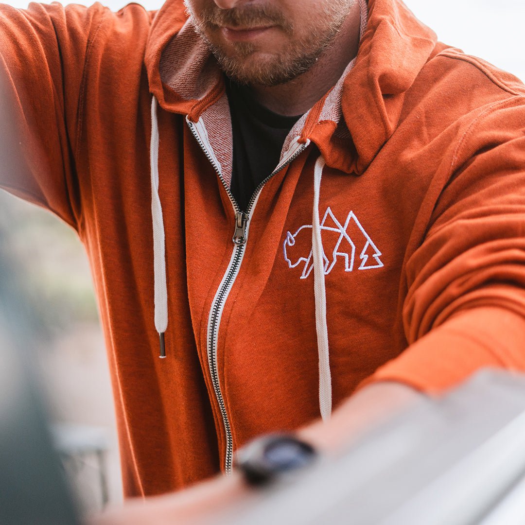 Wild Tribute Embroidery Lightweight Full Zip Hoodie