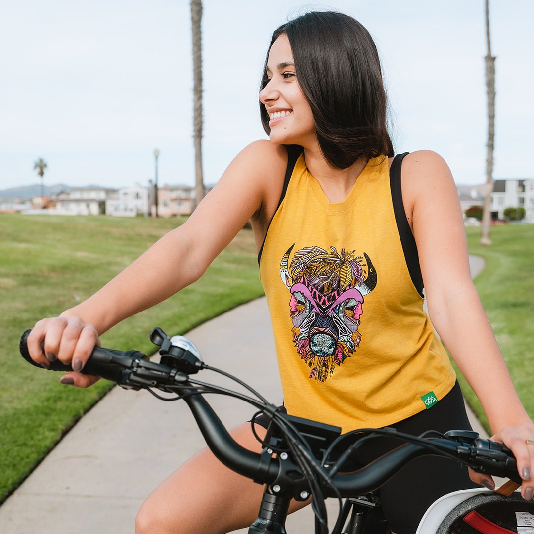Boho Bison Women's Racerback Crop Tank