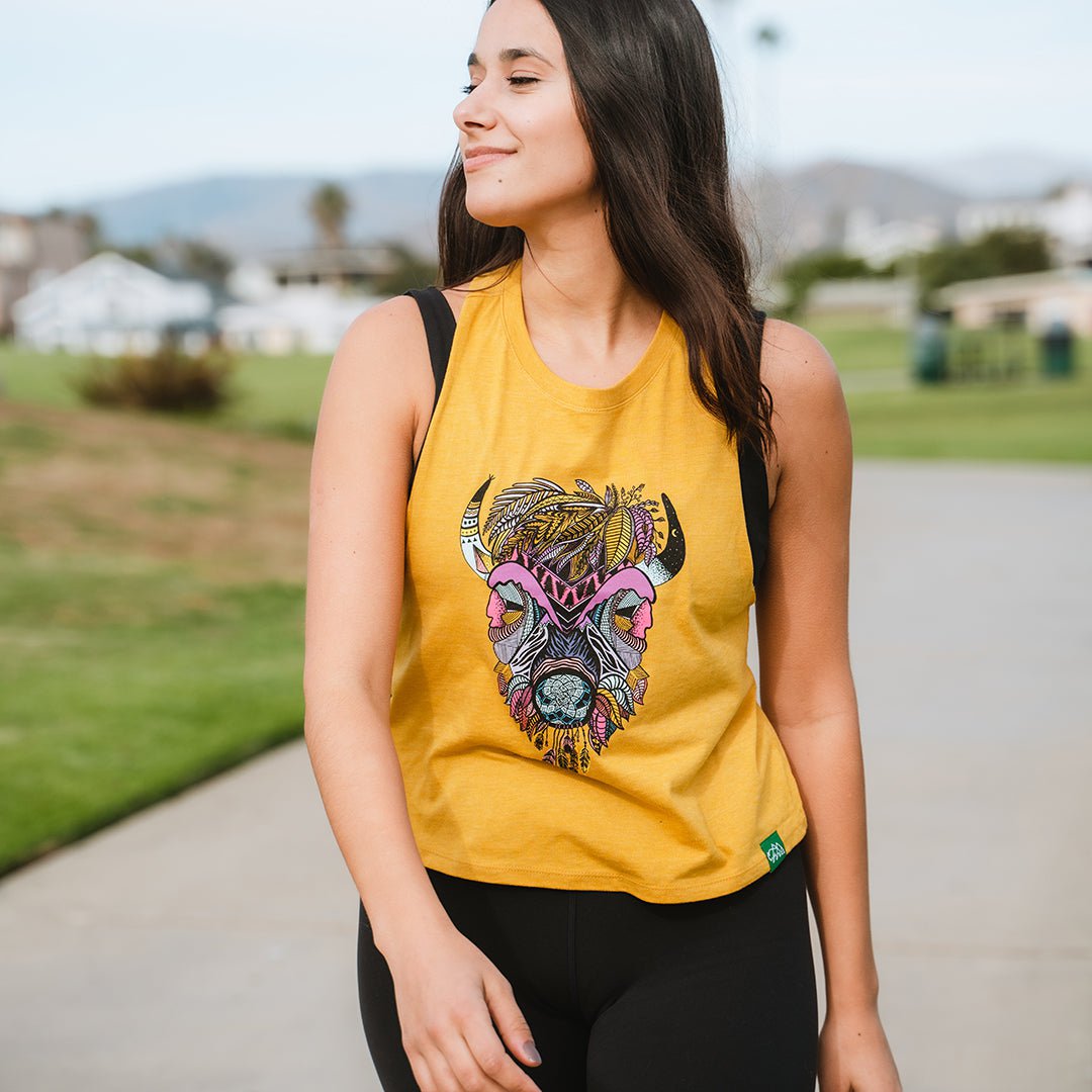 Boho Bison Women's Racerback Crop Tank