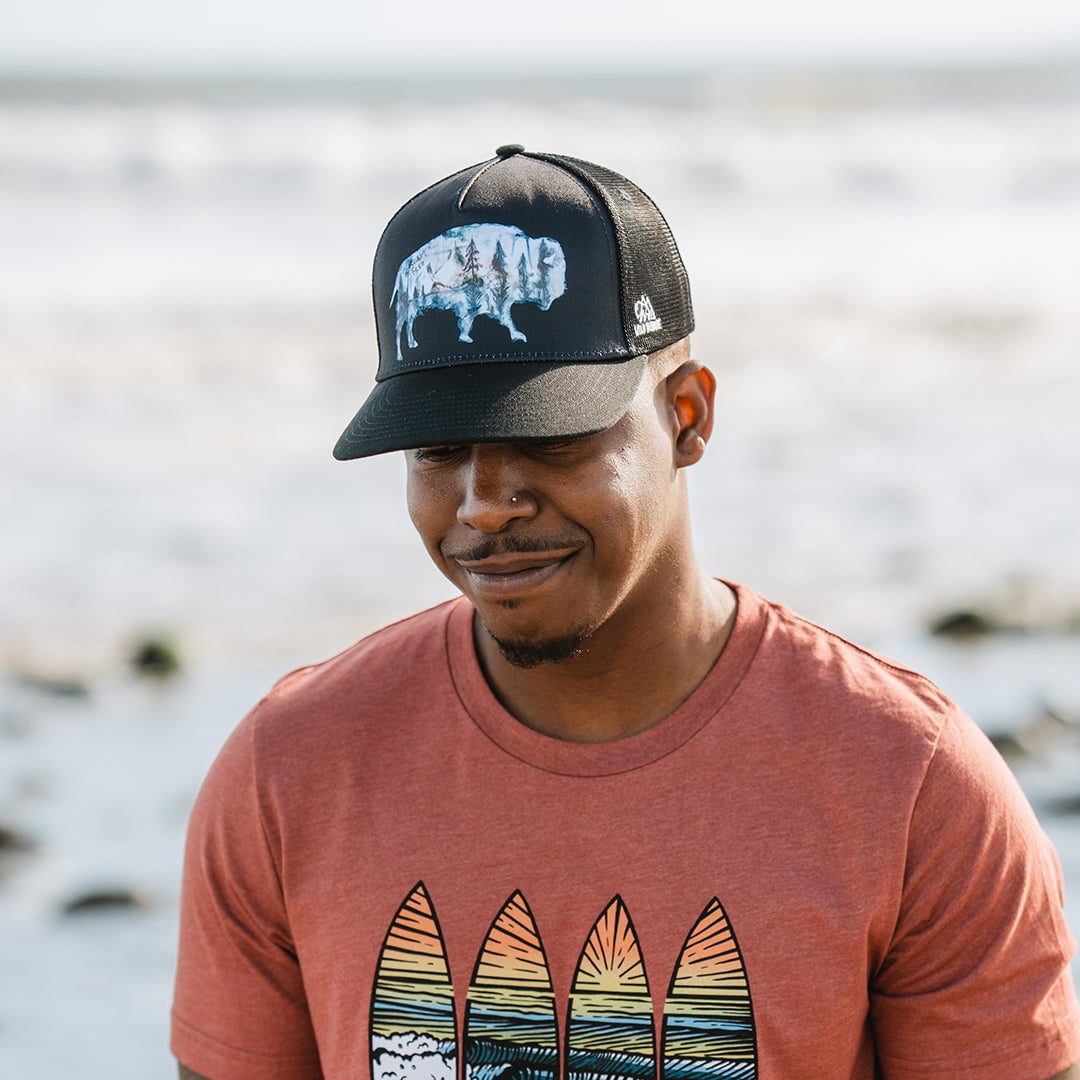 Roam Free Black Trucker Hat