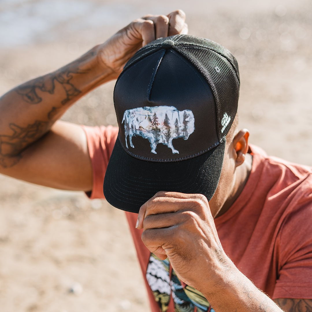 Roam Free Black Trucker Hat