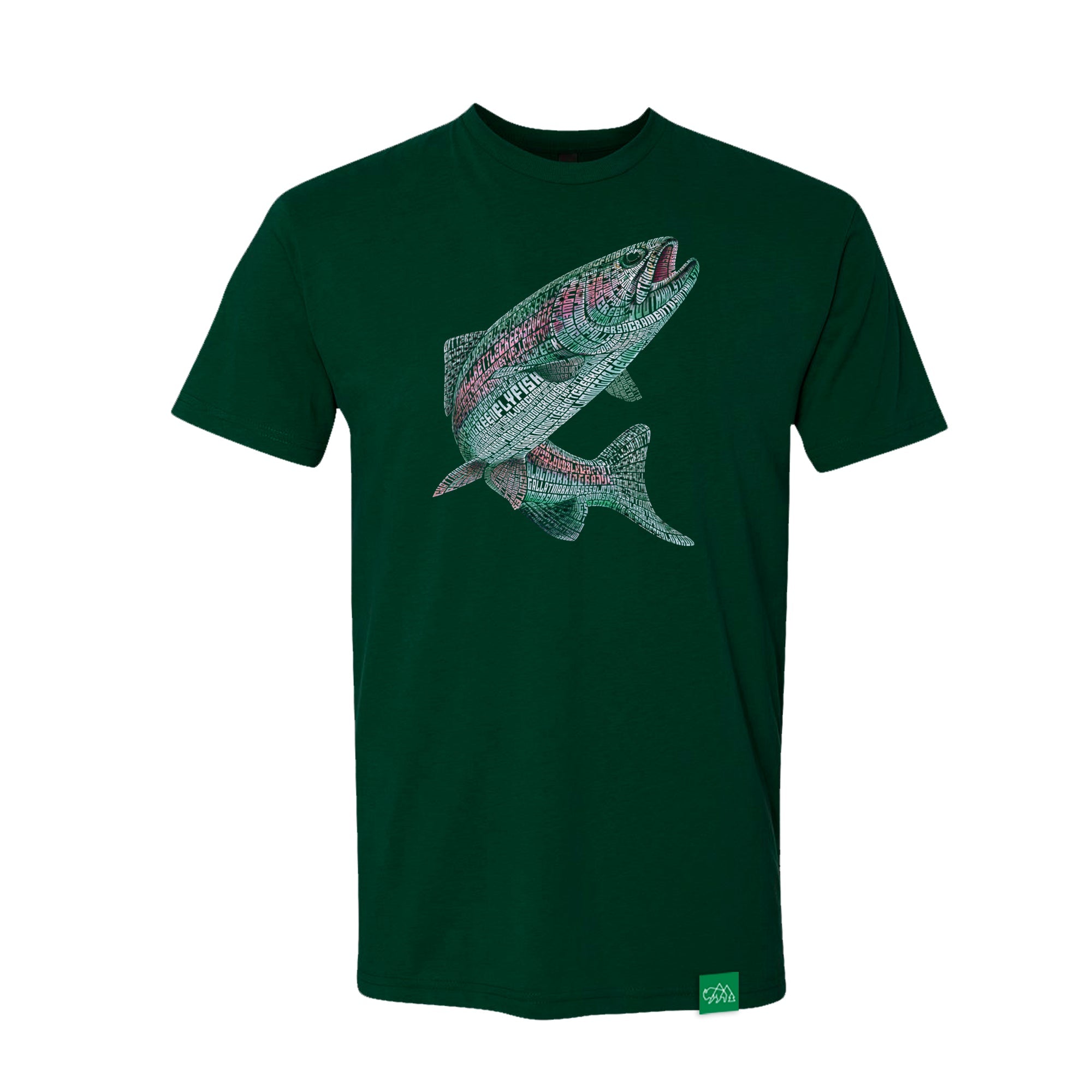 Rainbow Trout Tribute T-Shirt | Wild Tribute, Extra Small / Forest Green