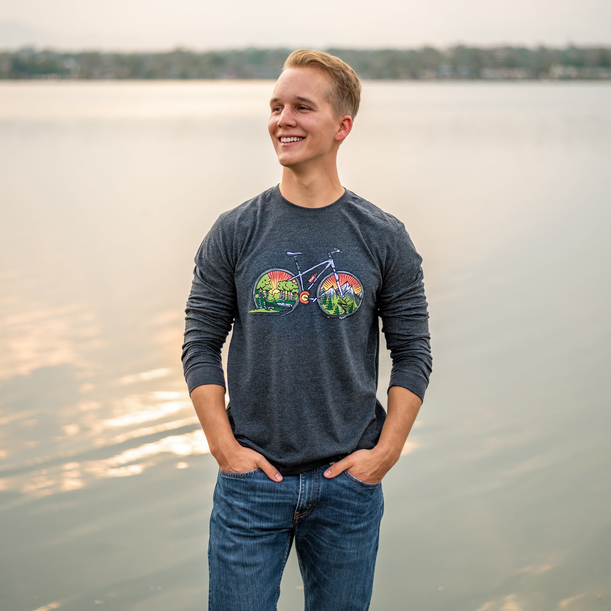 Mountain Ride Colorado Poly-Cotton Long Sleeve T-Shirt
