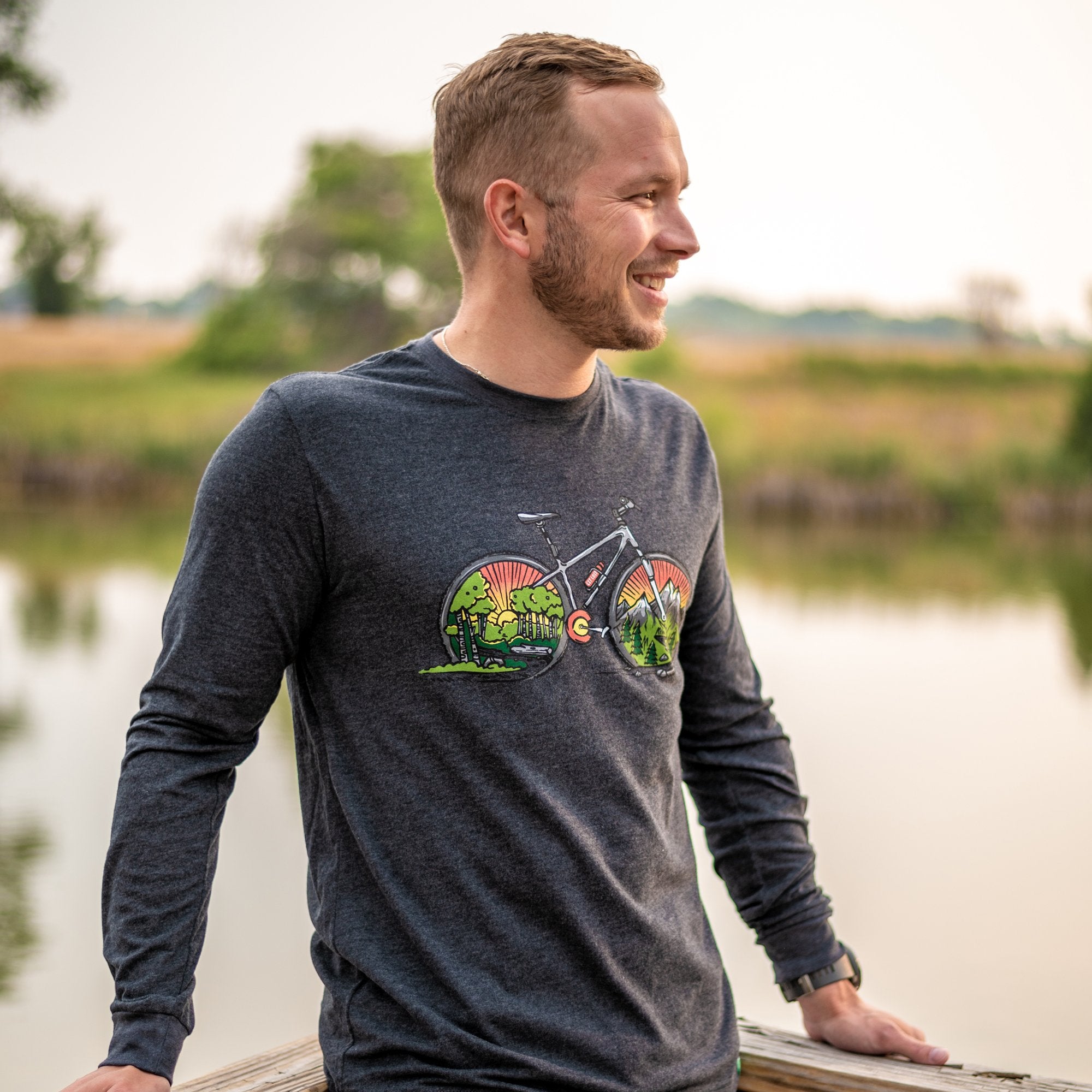 Mountain Ride Colorado Poly-Cotton Long Sleeve T-Shirt