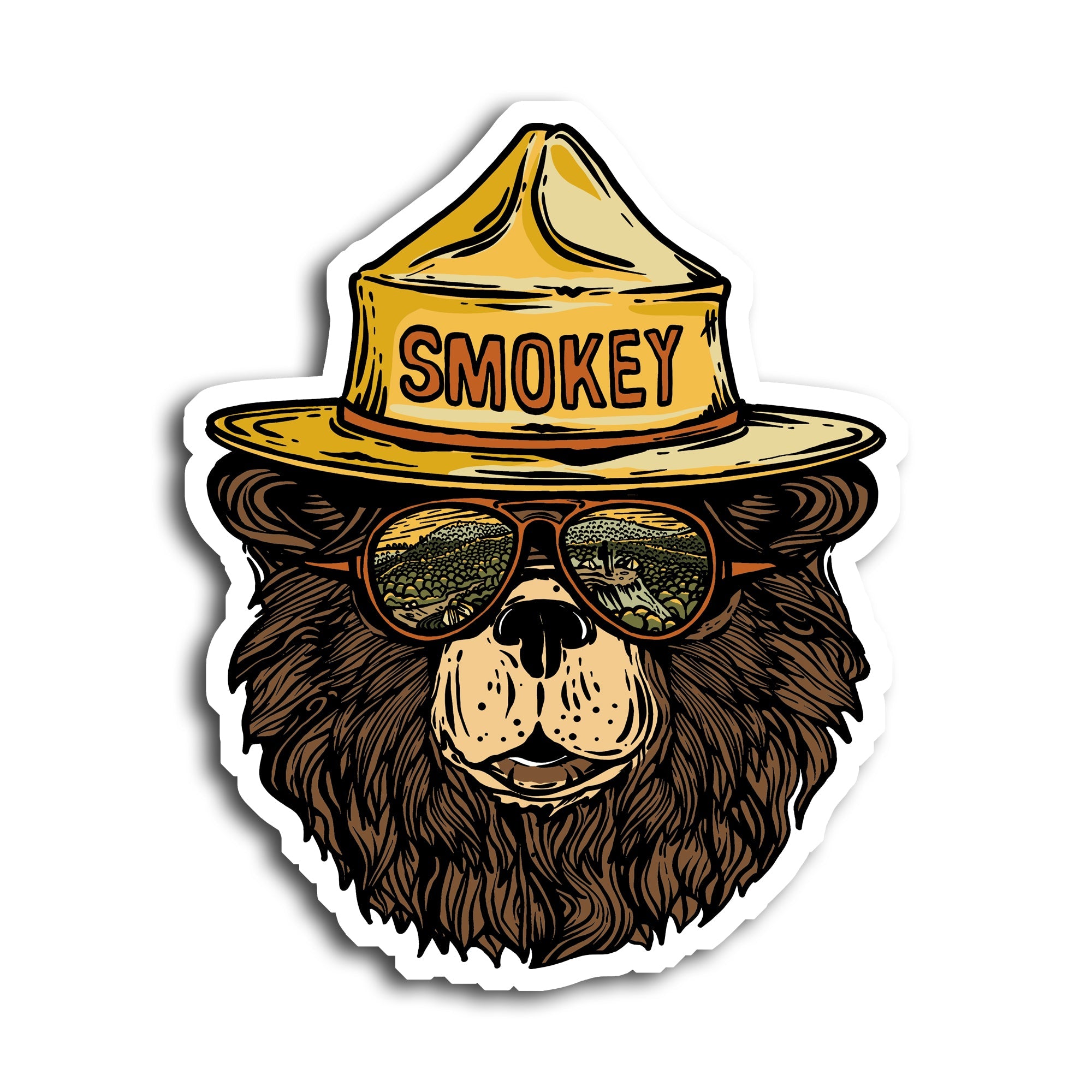 grizzly tobacco stickers Chewing Sticker Embrace retro vibes with our Smokey Bear Groovy Bear Sticker Grizzly Dip [Moist Tobacco] -