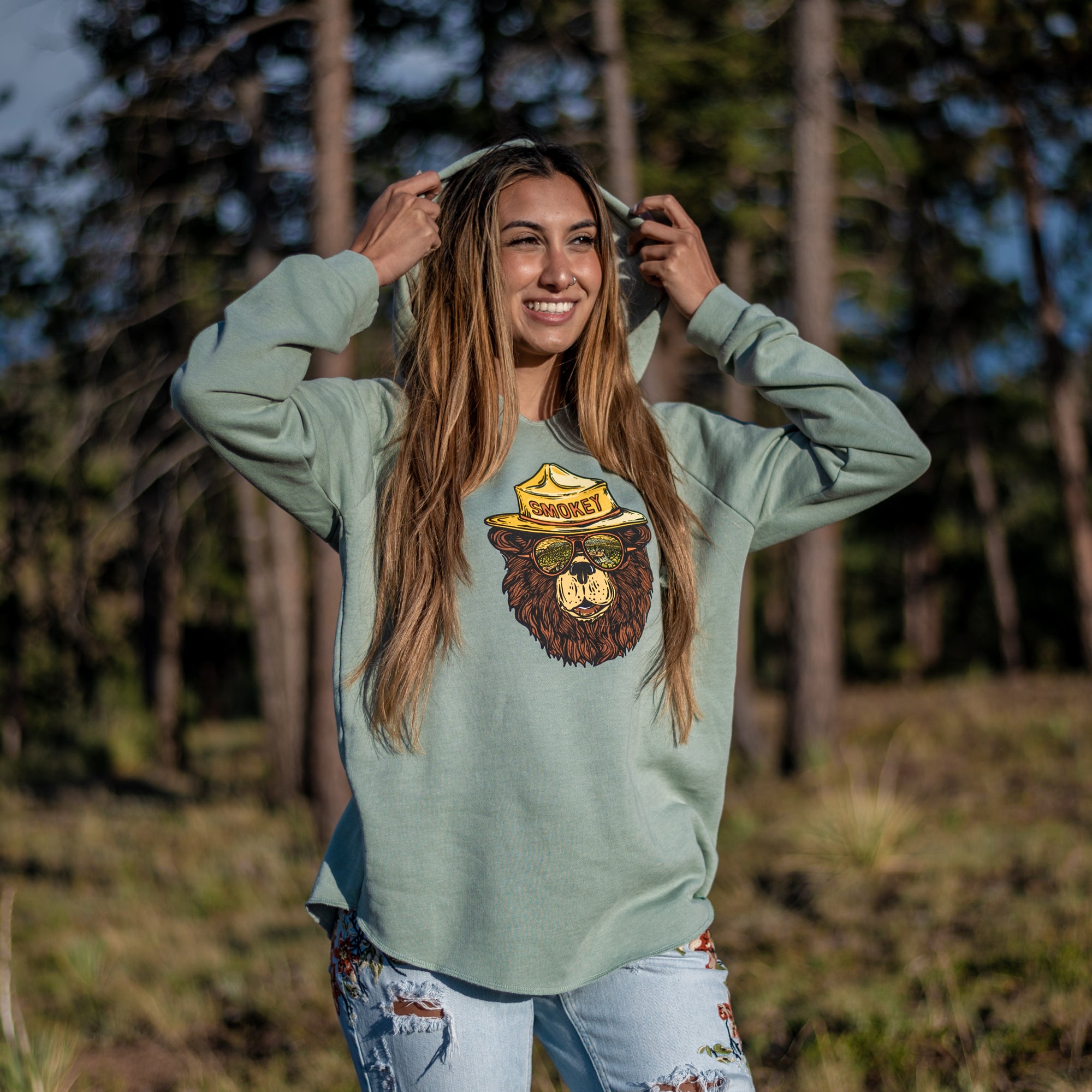 Smokey The Groovy Bear Women's Cut Hoodie