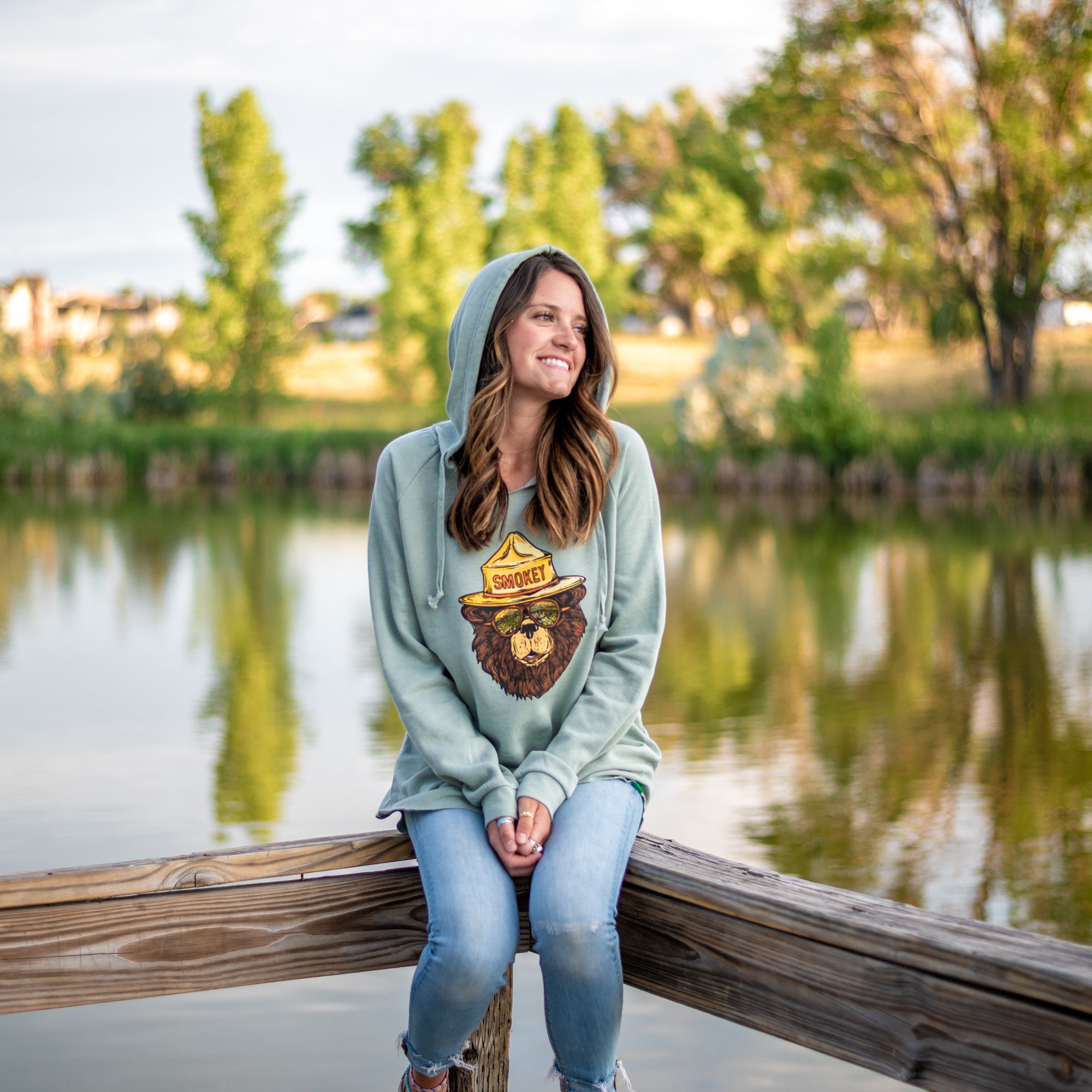 Smokey The Groovy Bear Women's Cut Hoodie