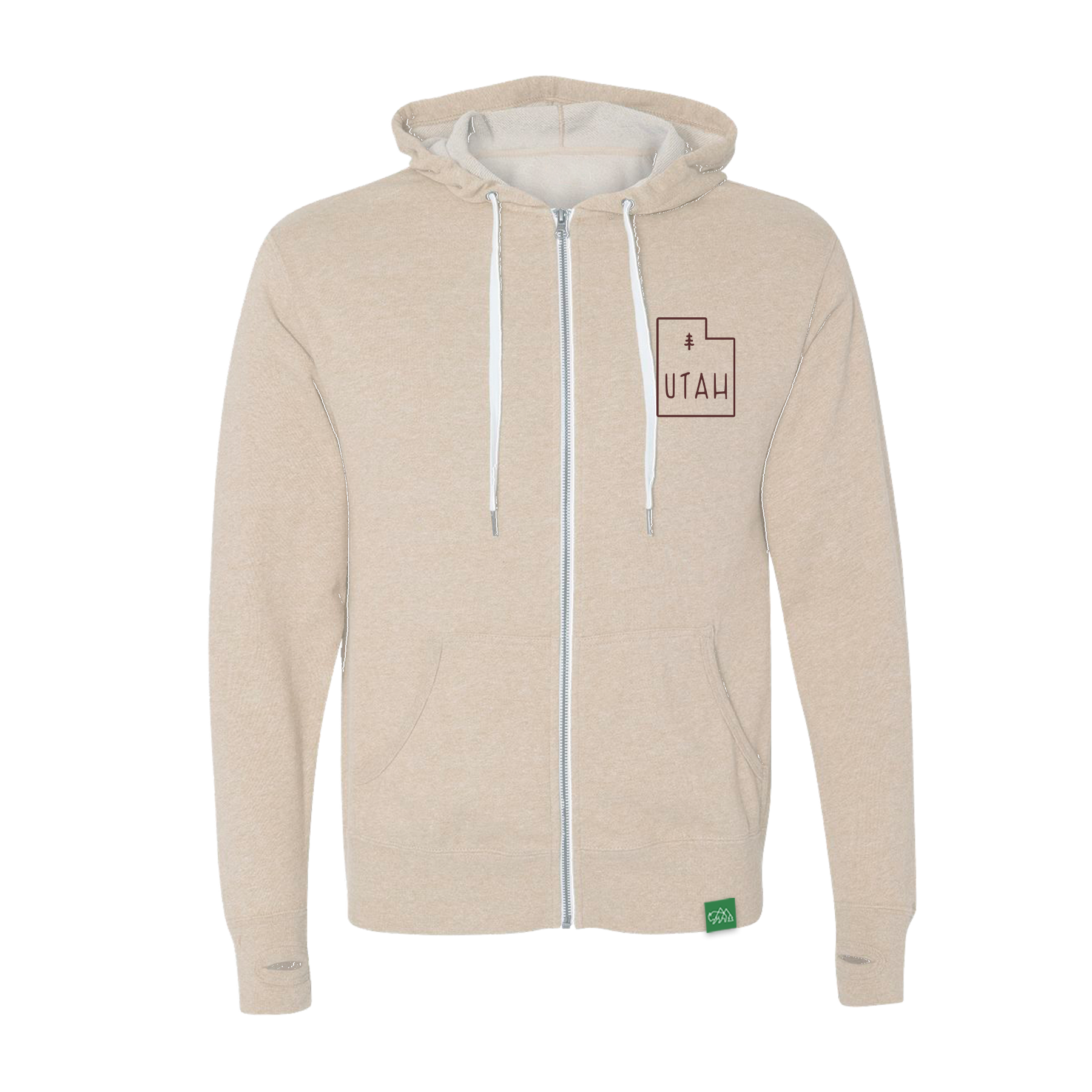 Utah Topo Map Lightweight Full Zip Hoodie