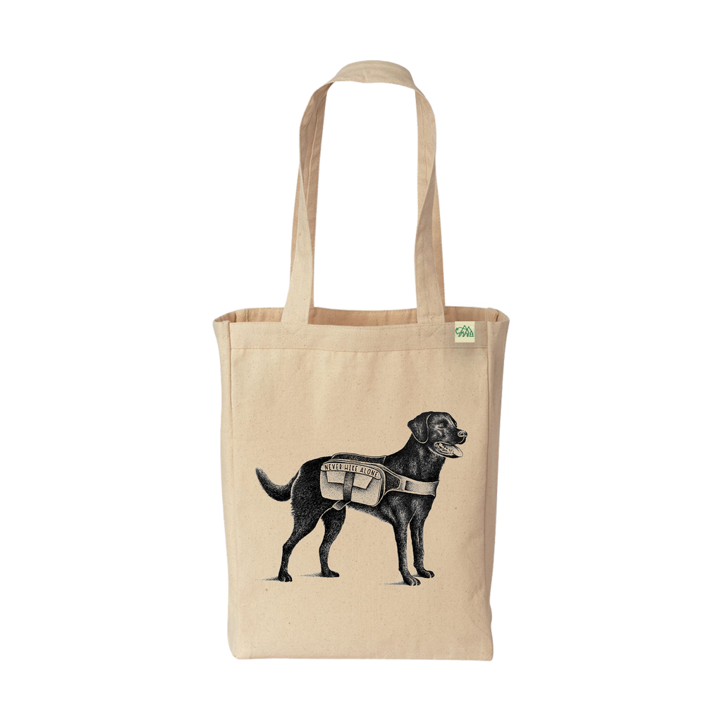 Never Hike Alone Dog Sketch Tote Bag