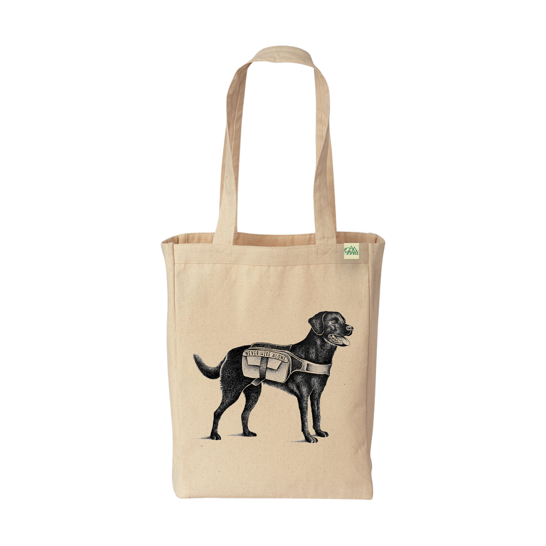 Never Hike Alone Dog Sketch Tote Bag