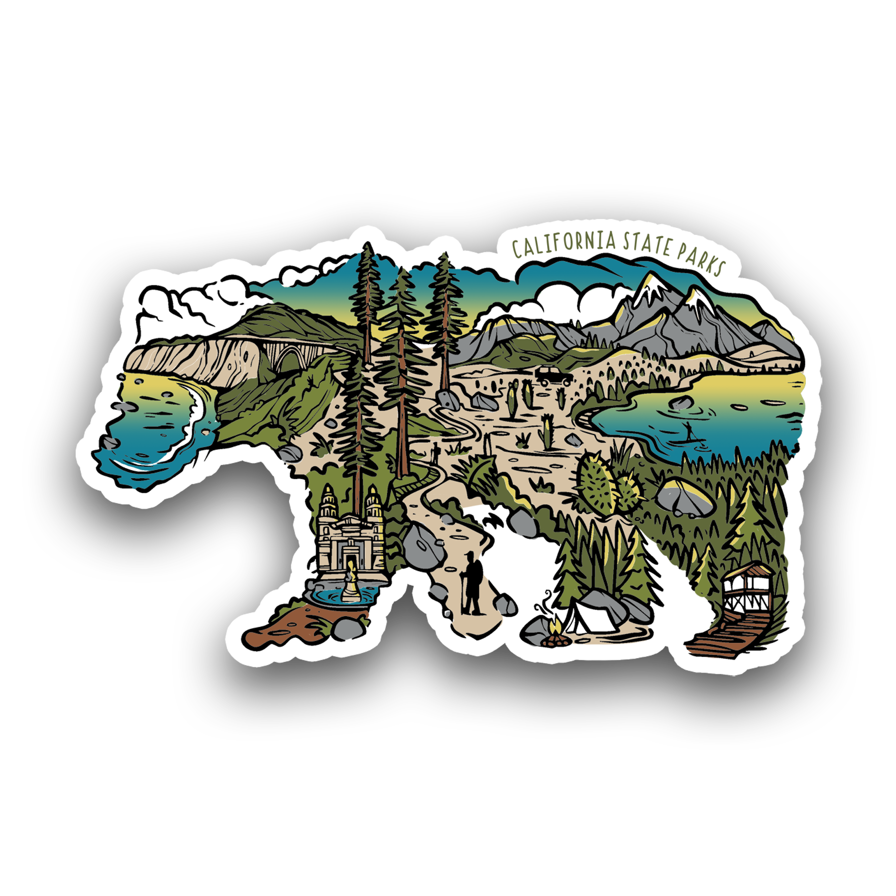 California State Parks Color Bear Sticker