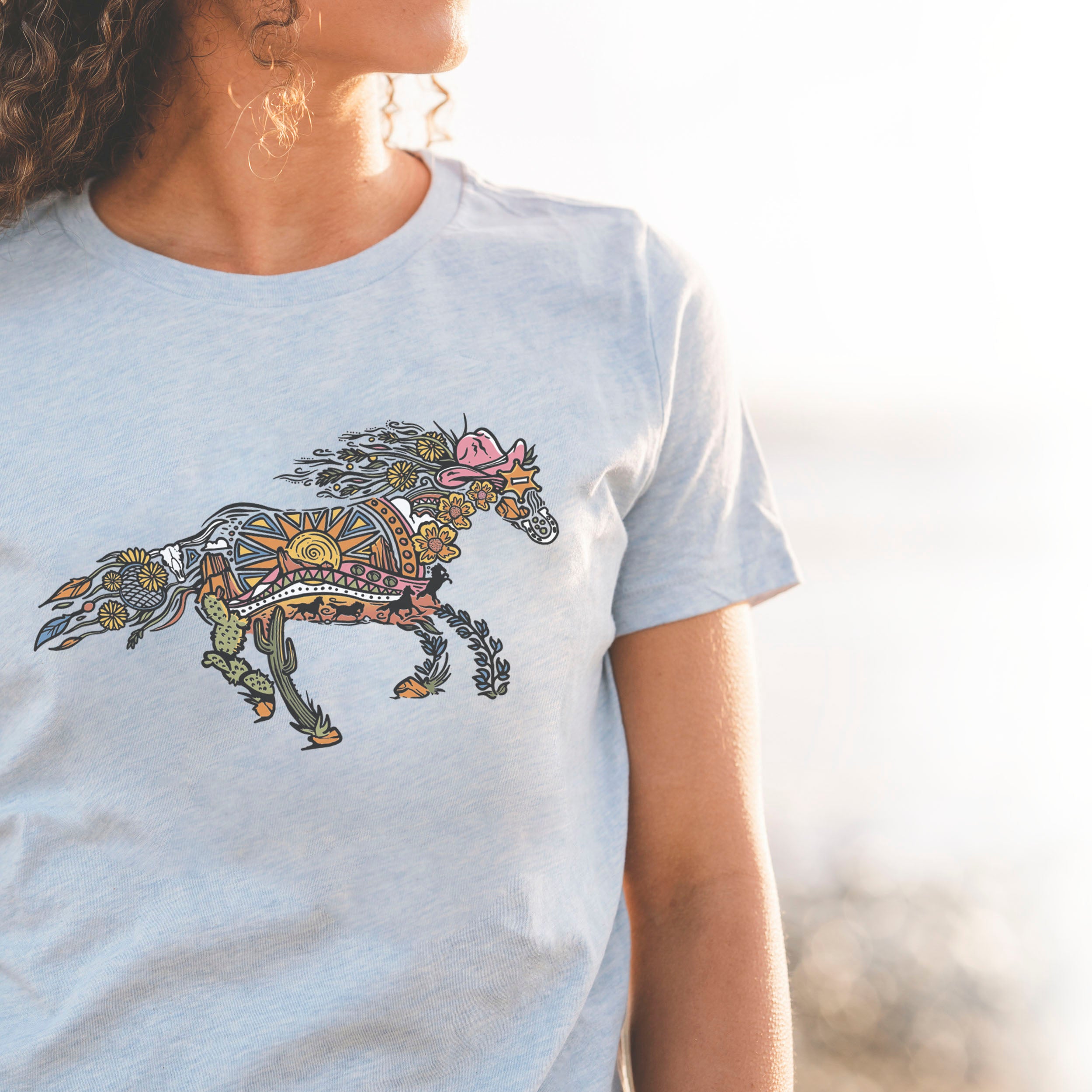 Boho Wild West Horse Women's Relaxed T-Shirt