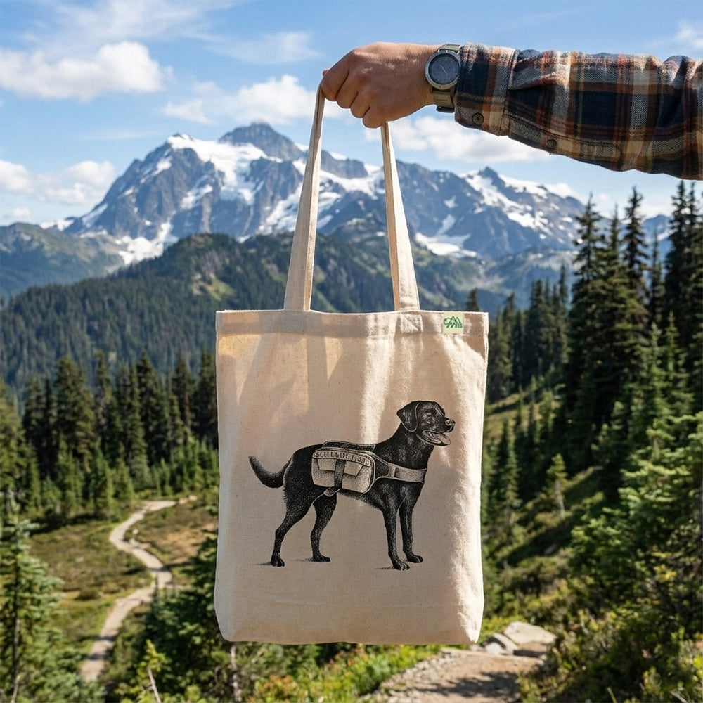 Never Hike Alone Dog Sketch Tote Bag