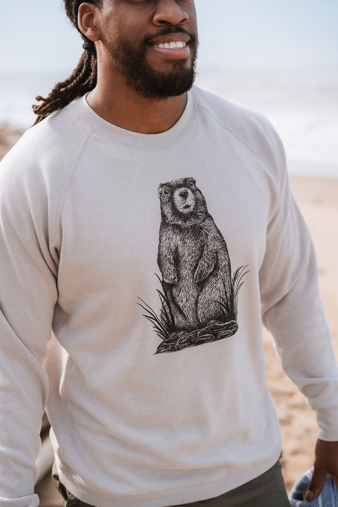 Marmot Sketch Crew Neck Stone Sweatshirt Wild Tribute