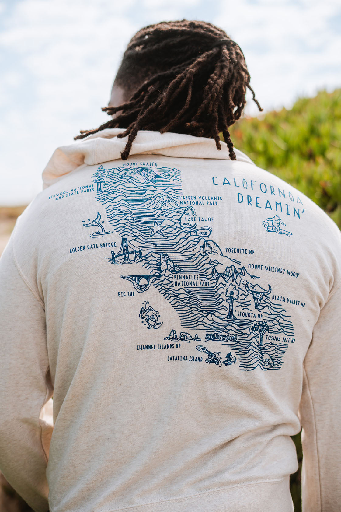 California Topo Map Lightweight Full Zip Hoodie