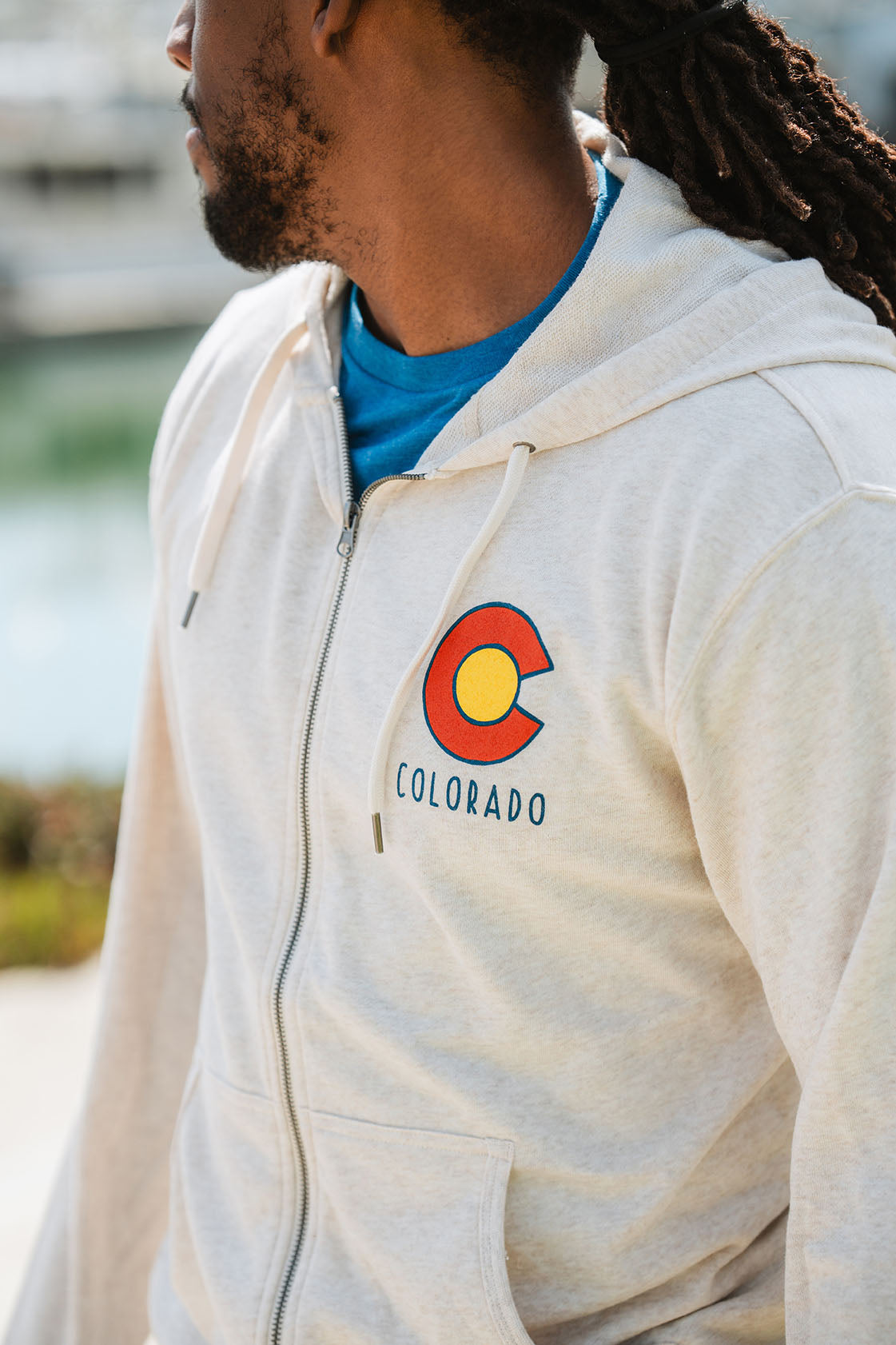 Colorado Topo Map Lightweight Full Zip Hoodie