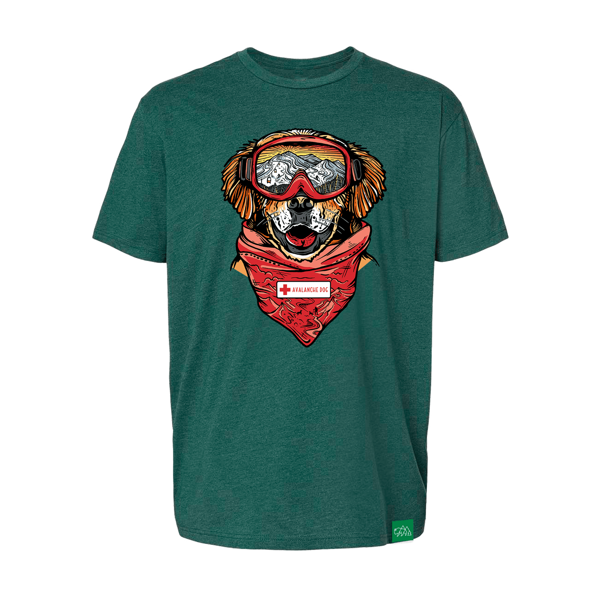 Maximus the Avalanche Dog T Shirt Forest Green