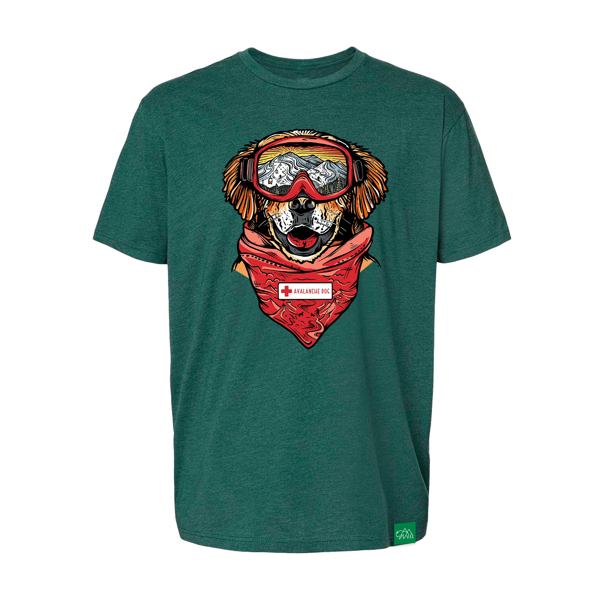 Maximus the Avalanche Dog T-Shirt (Forest Green)