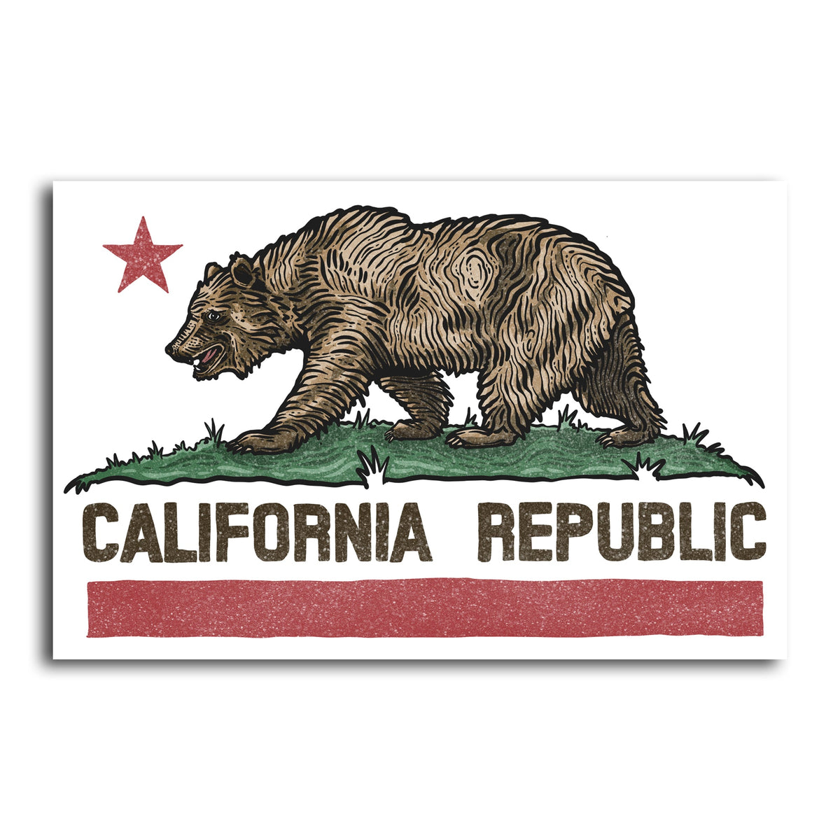 California Bear Flag Sticker Decal - Vinyl Republic Flag Decal For Cars, Windows, Gear