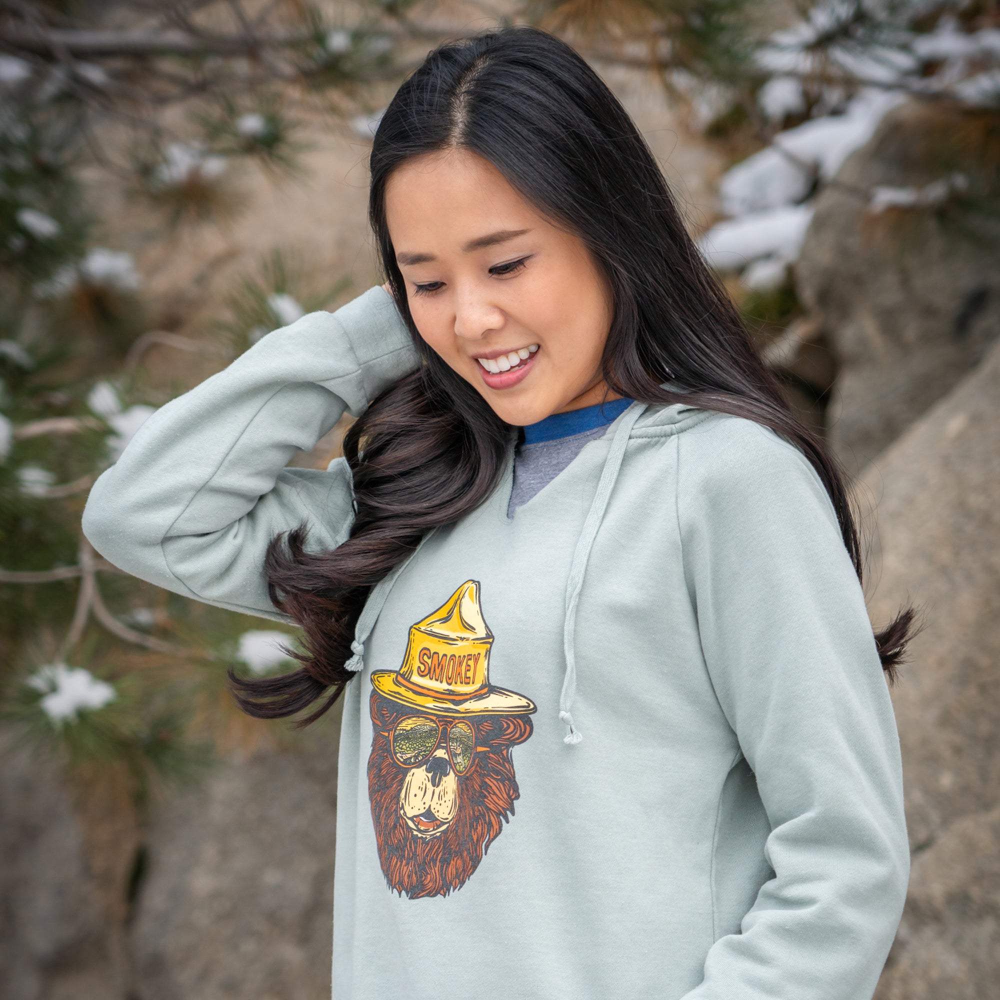 Smokey The Groovy Bear Women's Cut Hoodie