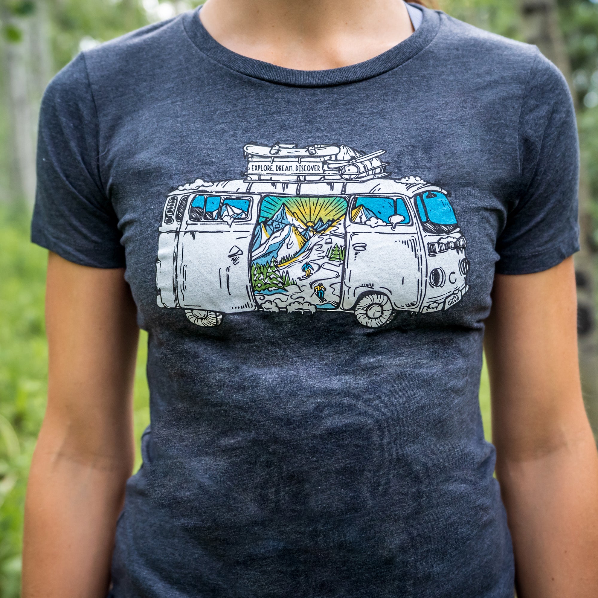 Women's Ski Road Trip Poly/Cotton Fitted T-Shirt