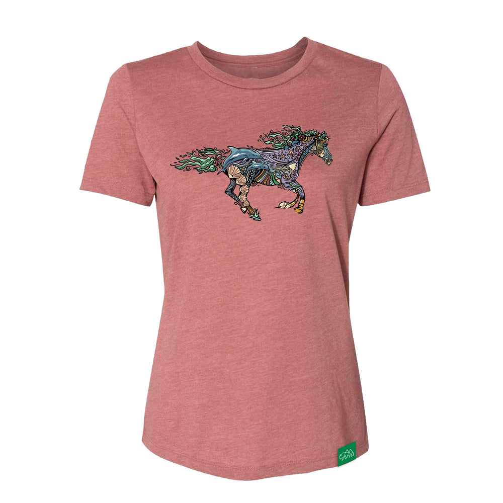 Boho Horse Womens Relaxed TShirt Wild Tribute