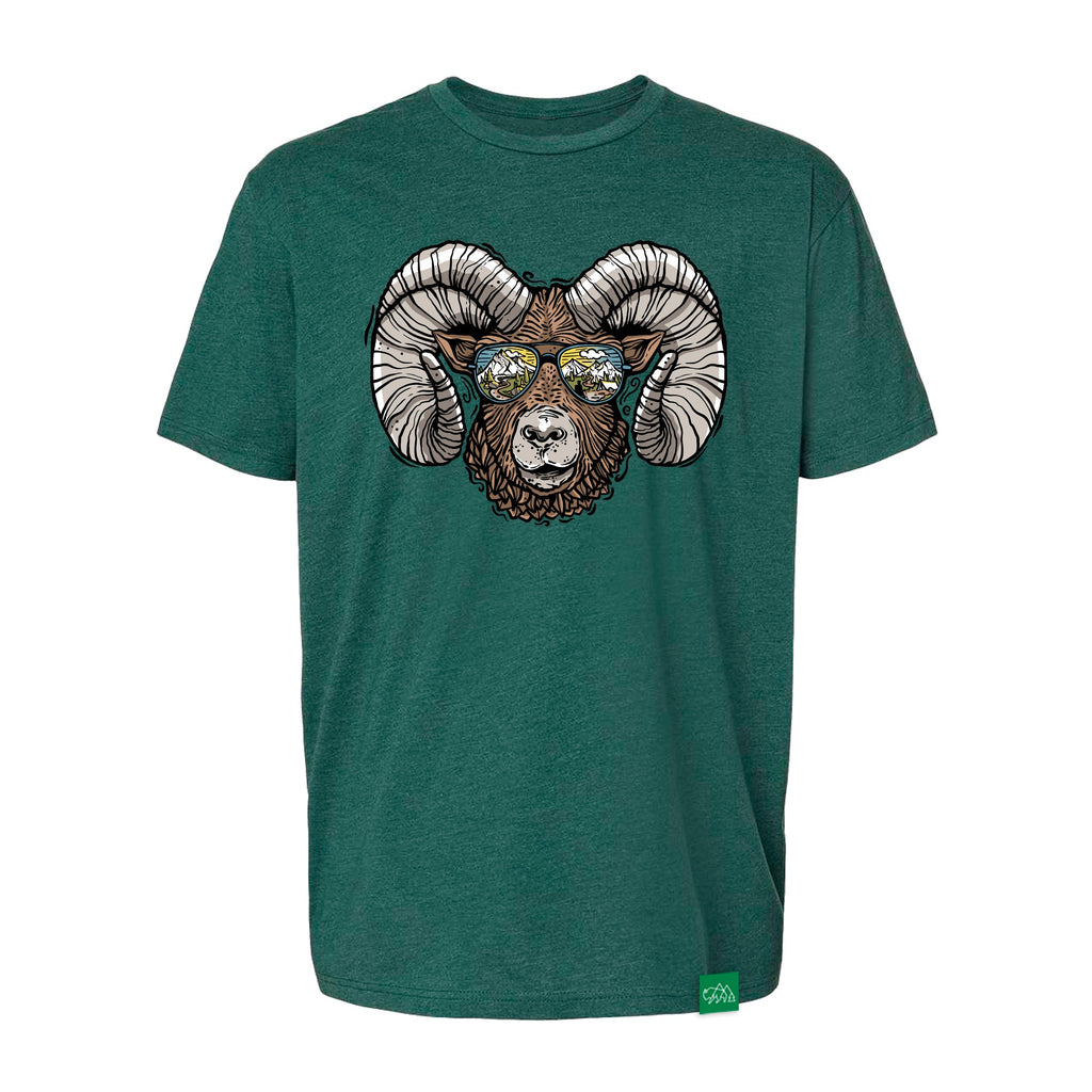 White Graphic T-shirt - Ram / Bighorn Sheep. Organic Cotton - Born Hybrid