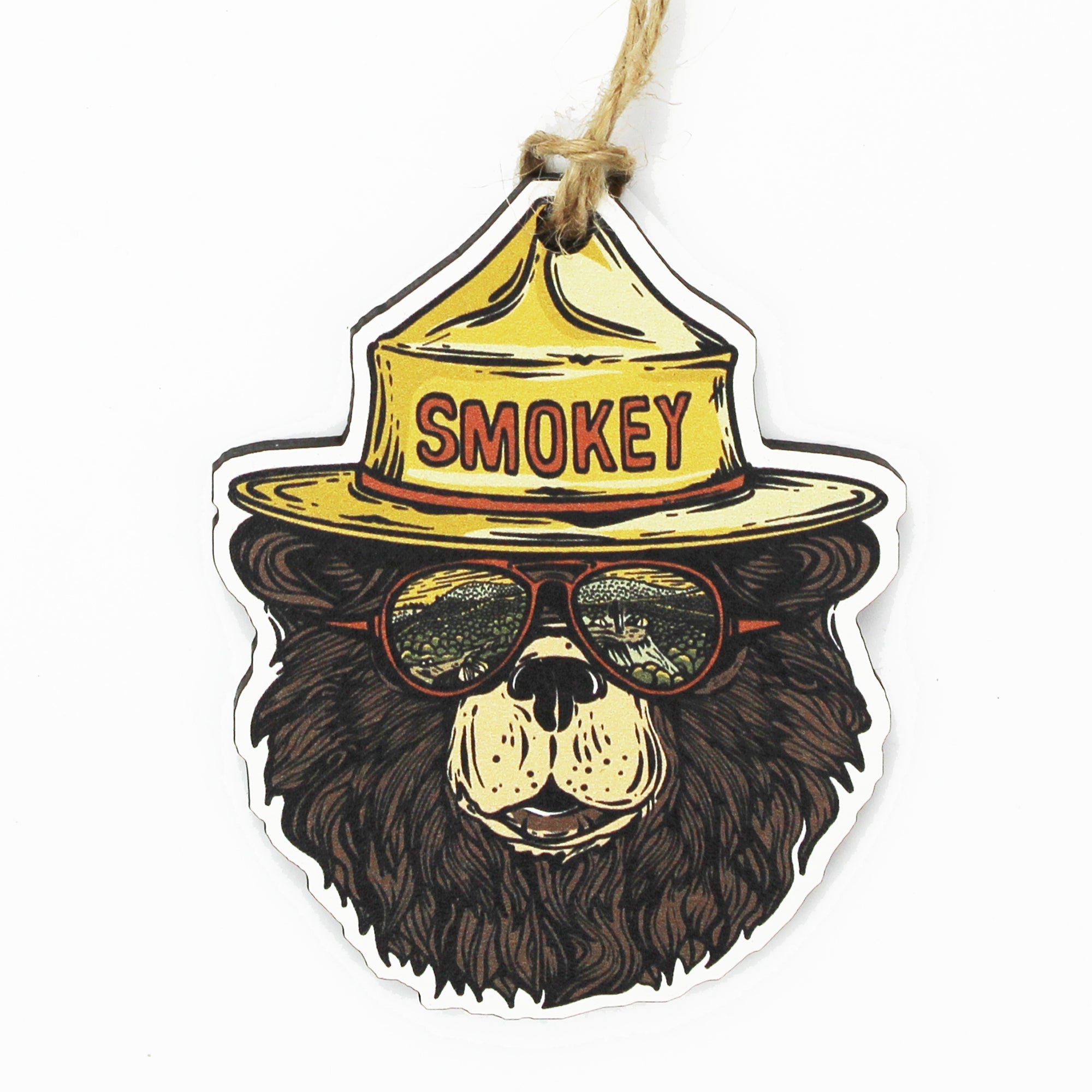 Smokey Groovy Bear Wooden Ornament